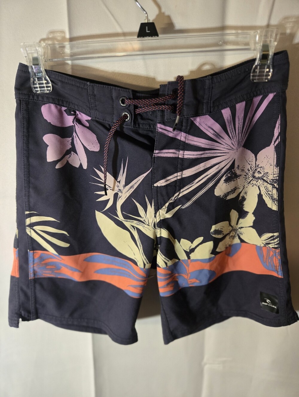 Rip Curl Navy Swim Shorts with Purple & Orange Floral Accents